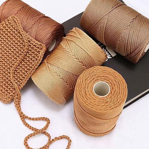 WNDUOKXH Fils à Crochet tricotés Creux en Polyester, Cordon épais pour l'artisanat de Bricolage, Fils à Crochet Creux pour Bricolage, Large Application, Kaki Clair – Image 7