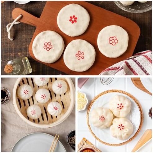 Sixfolo 10 Pièces Timbre de Poterie Argile Outils de Poterie en Bois Tampon Timbre en Bois Motif Floral Tampon Poterie Rond Tampon DIY Bois Naturel pour Argile Poterie et Scrapbooking,5x1.5cm – Image 7