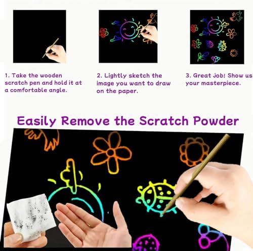 Cool Griffonnage Papier Gratter Cadeau - Cadeau pour Filles Garçons 3 Ans et Plus, Cadeau Anniversaire Original pour Fille Nièce, Rigolo Pâques Cadeau pour Fils Neveu, Cadeau Noël Enfants Étudiant Ado – Image 4