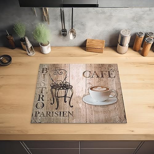 KitchenYeah© Protege Couvre Plaque De Cuisson Décoration Cuisine Tapis Protection Protecteur Induction 60x52 cm Bistro Parisien - Café - Café - Vendanges - 60x52 cm – Image 2