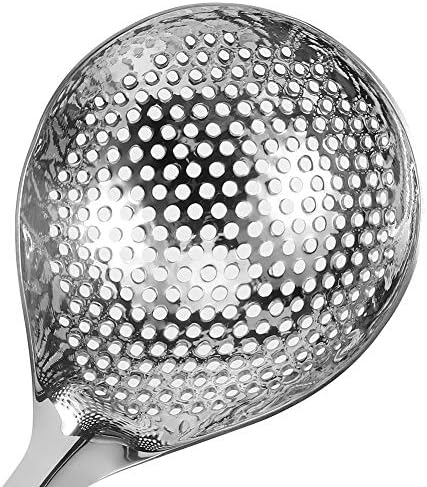 passoire de cuisine louche, 2 pièces cuillère à tamis, cuillère à fentes en acier inoxydable, cuisine à écumoire, Louche à marmite avec long manche, compatible lave-vaisselle, louche à trou – Image 7