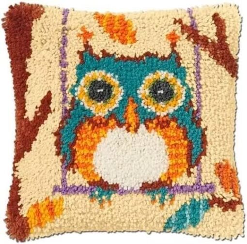 ROCKY&CHAO Kit Tapis au Point noué its de Crochet de Verrouillage for Adultes Débutants Bricolage Cadeaux faits à la main Point de croix Kit créatif 43cm x 43cm(Écureuil) – Image 10