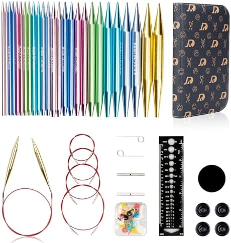 RUIDI Ensemble d'Aiguilles Circulaires Tricot, Aiguilles Circulaires Interchangeables en Aluminium Léger et Chaud avec Étui et Accessoires, 13 Paires d'Aiguilles Circulaires de 2,75 mm à 10 mm – Image 9