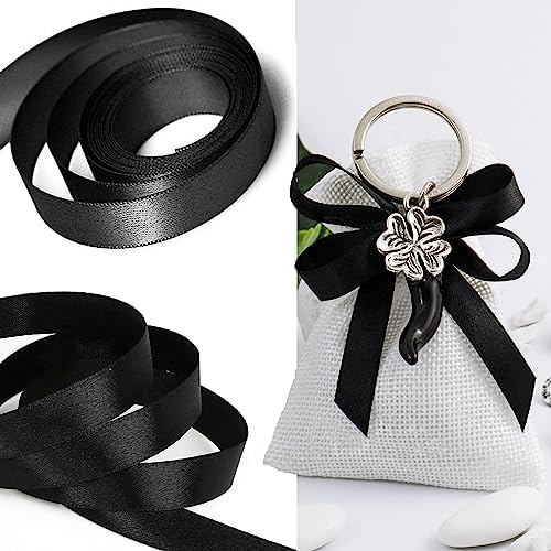 Decoraparty Ruban Noir de double Satin 25 mm, Bobine 25 mètres pour Décorations de fête, Bonbonnières, Gâteux, Fleurs, Faveurs de Mariage, Idées Cadeaux, Cartes de vœux Anniversaire et Nouvel An – Image 4