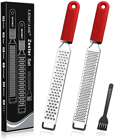 LEMCASE Zesteur Agrumes Citron Manuelle Rape a Cuisine Fromage Parmesan Poignée en Silicone et Lames en Acier Inoxydable avec Couvercle de Protection| Noir (2 Pièces Set) – Image 13