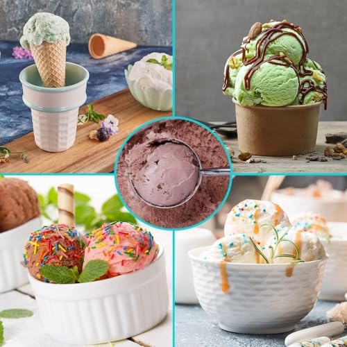 Cuillère à crème glacée - Cuillère cuillère à crème glacée à fruits en acier inoxydable pratique avec outil de cuisine en plastique (Couleur : Purple-4.2cm) – Image 4