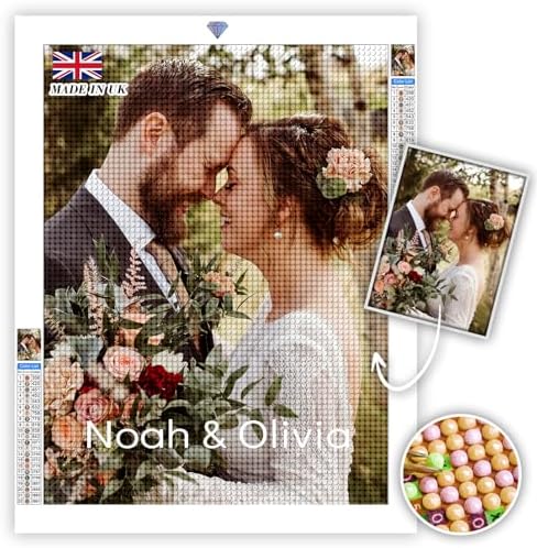 DPDP Diamond Painting Personnalisé Photo - Custom Broderie Diamant Personnalisé Kit Complet, DIY 5D par Nombre Kits Full Drill Broderie Peintures Photos Arts Mur Décor 30x40cm