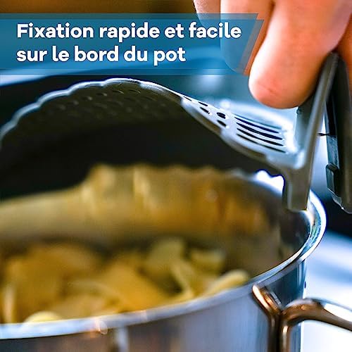 Passoire Clipsable Universelle en Silicone - Demi Passoire avec Bec Verseur pour Casseroles - Gadget Cuisine Pratique pour Égoutter Pâtes et Aliments - Passoire Pliable, Compacte, Adaptable et Durable – Image 2