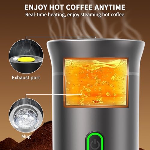 VHV Machine à Café Portable de Voyage,Chauffage Rapide 3 En 1 Cafetiere Portable 12V, Auto-Chauffage de 4 à 6 Minutes, Grandes Capsules, Café Moulu, Pour Le Camping, Bureau, Maison, Voiture (Cendre) – Image 6