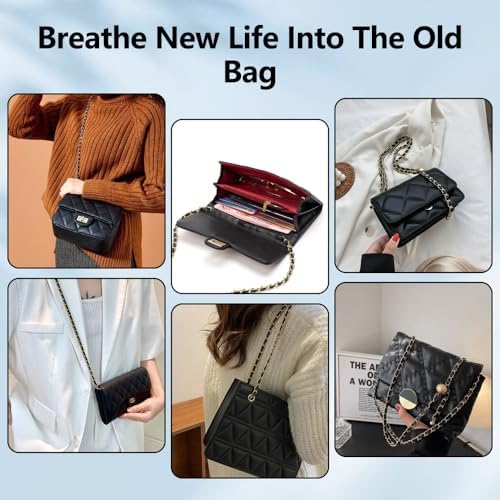 2 Pièces Chaîne Sac à Main, Chaîne de Sac à Main 120 cm, Chaîne de Remplacement Or Noir, Chaine pour Sac a Main en Métal en Cuir PU, Chaine Sac Or, Remplacement de Sac à Main pour Sac, Sac Bandouliere – Image 7