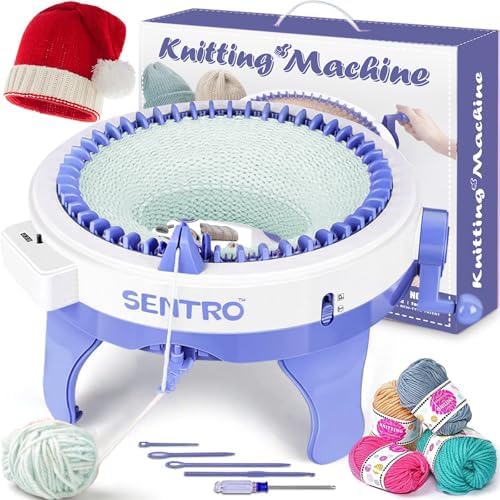 SENTRO Machine à tricoter, 48 aiguilles tisser rond, machines planche tricoter rotative double kit de pour adultes/enfants, bricolage, écharpe, chapeau, chaussettes – Image 11