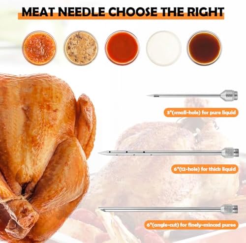 Euakee Injecteur de Marinade, Kit d'Injecteur en Acier Inoxydable avec 3 Aiguilles pour Viande, Injecteur pour Cuisson de Poulet, Steak, Bœuf, Idéal pour Barbecue, Fumoir, Gril – Image 2
