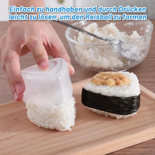TEKONDA Onigiri Lot de 4 moules à sushis avec cuillère Triangle de riz Onigiri Maker Moule à boulettes de riz pour sushis, restaurants, restaurants familiaux, pique-niques, fabrication de sushis – Image 4