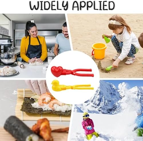 2 PCS/Set Rice Moule pour les enfants de qualité alimentaire PP Cœur antidérapant et moule de canard Moule de brique de sable pratique pour la fabrication de sandball de boule de neige aux sus – Image 3