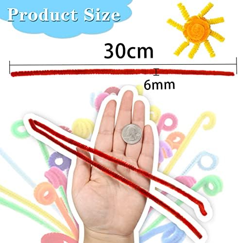 TOAOB 100pcs Fil Chenille Tiges de Fils Chenille Rouge Cure Pipes Cleaner Couleurs Assorties Cleaners Crafts Set 6mm x 300mm pour DIY Artisanat Décoration Fournitures Loisirs Creatifs – Image 2