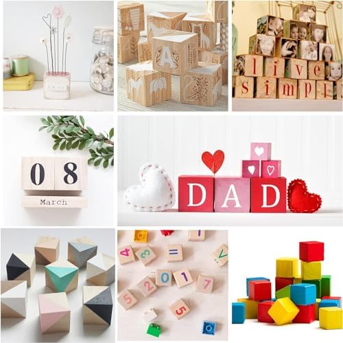Cubes en bois, matériel d'artisanat, pièces de jeu en bois et cubes pour l'artisanat, petits cubes en bois vierges, blocs de bois puzzle et numérotés, 12 pièces, 5x5x5cm – Image 6