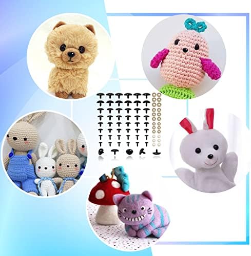 TOAOB 114pcs Nez de Sécurité Nez de Poupées D'animaux Peluche en Plastique Noirs 9mm à 29mm avec Rondelles pour Fabriquer Artisanales Marionnettes Animales Tricotées – Image 7