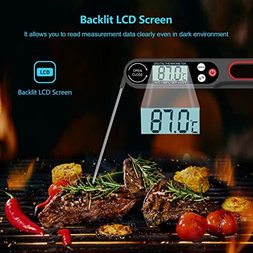 Thermometre Cuisine Patisserie Thermomètre Alimentaire Viande Lecture Instantané Thermomètre Sonde Longue avec Écran LCD Pour Cuisson Cuisson Pâtisserie Barbecue Viande Lait – Image 3