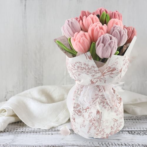 Galerie SV Lot de 400 Cure Pipe, Fil Chenille, Cure-Pipe pour Fleurs Tulipes - 4 Couleurs - Avec 2 Rouleau Ruban de Fleuriste et 20 Tige Fleur - Pour le Bricolage - Tulipes – Image 5