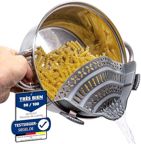 Passoire Clipsable Universelle en Silicone - Demi Passoire avec Bec Verseur pour Casseroles - Gadget Cuisine Pratique pour Égoutter Pâtes et Aliments - Passoire Pliable, Compacte, Adaptable et Durable – Image 11