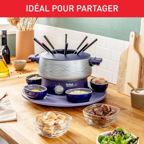 Tefal Appareil à fondue, Revêtement antiadhésif, Plateau rotatif avec 5 ramequins, Tous types de fondues, Fabriqué en France, Simply Invents EF351412, Bleu, Gris – Image 5