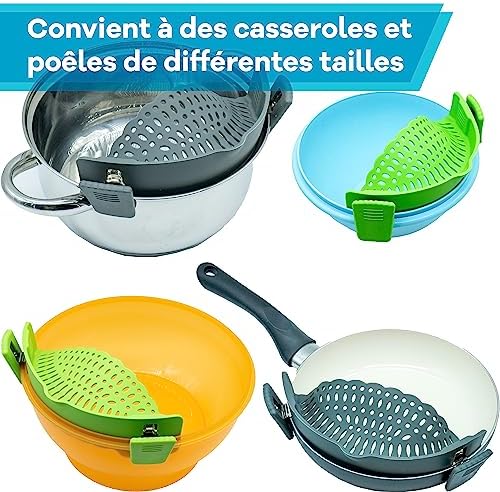Passoire Clipsable Universelle en Silicone - Demi Passoire avec Bec Verseur pour Casseroles - Gadget Cuisine Pratique pour Égoutter Pâtes et Aliments - Passoire Pliable, Compacte, Adaptable et Durable – Image 5