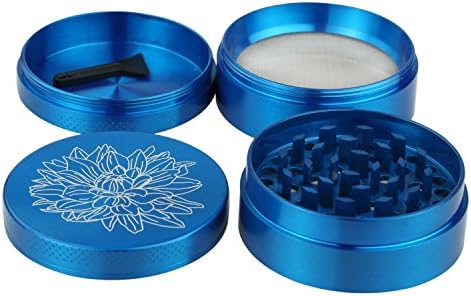 Nouveau design Moulin à épices DCOU 5.5 cm 4 pièces en alliage de zinc Moulin à, poivre et avec récipient à épices avec motifs floraux (Bleu) – Image 5