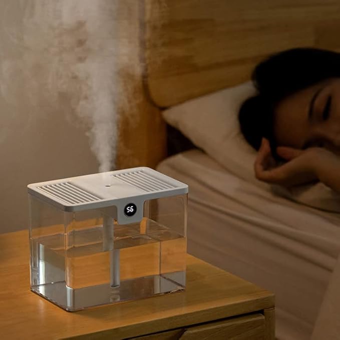 Grand humidificateur, humidificateurs d'air 1,5 L pour plantes de chambre à coucher, grande pièce, atomiseur hydratant de bureau, grande capacité, humidificateur USB T15(Blanc) – Image 3