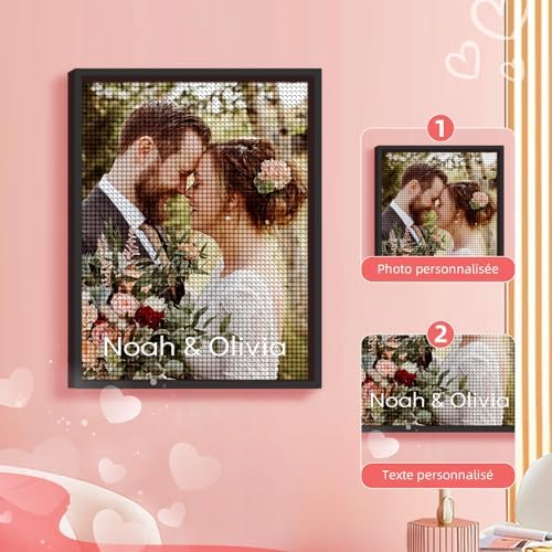 DPDP Diamond Painting Personnalisé Photo - Custom Broderie Diamant Personnalisé Kit Complet, DIY 5D par Nombre Kits Full Drill Broderie Peintures Photos Arts Mur Décor 30x40cm – Image 2