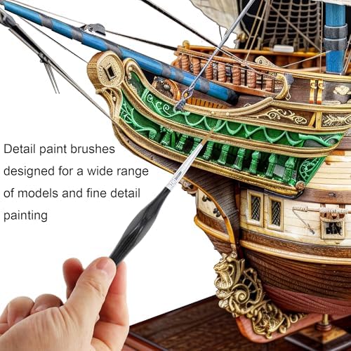Himmlfel Dry Brush Modélisme Pinceaux, 7 Pinceaux Fin Peinture +3 Drybrush Pinceaux pour Aquarelle,Acrylique,Miniature, Citadel,Warhammer, Professionnels Pinceau Brossage a Sec pour Peinture Figurine – Image 6