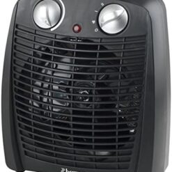 Bestron Radiateur soufflant, Radiateur soufflant salle de bain avec 2 niveaux de puissance, y compris sécurité anti-renversement & protection contre la surchauffe, pour des pièces jusqu'à 20m², Noir