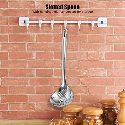 passoire de cuisine louche, 2 pièces cuillère à tamis, cuillère à fentes en acier inoxydable, cuisine à écumoire, Louche à marmite avec long manche, compatible lave-vaisselle, louche à trou – Image 3