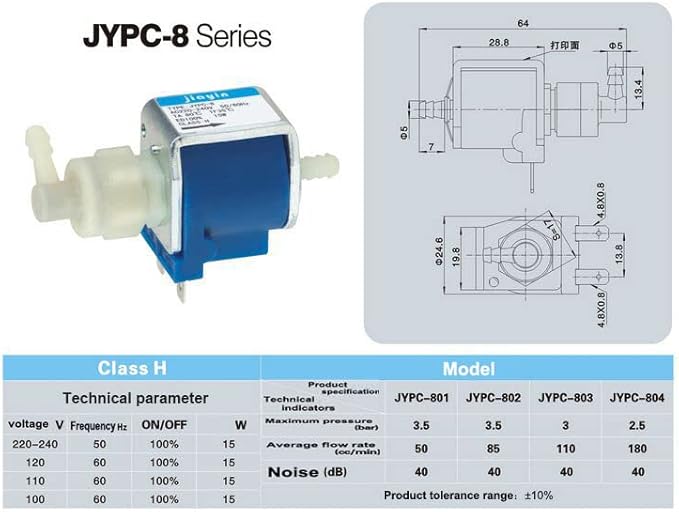 Jiayin JYPC-8 Pompe électromagnétique à piston 15 W AC 230 V – 240 V 50 Hz 110 cc/min Pompe électromagnétique pour balai à vapeur/fer électrique/nettoyeur vapeur, etc (coude) – Image 6
