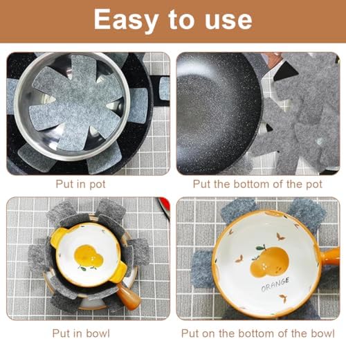 WMUVAZA Protection Casserole Protege Poele, 10 Pièces Protection Casseroles et Protège-Poêle, Premium Coussinets D'intercalaire Séparé et Protéger Les Surfaces Cuisine pour Éviter Les Rayures – Image 5