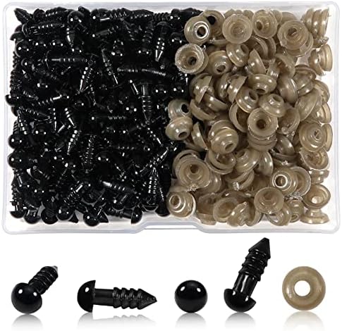 TOAOB 150pcs Yeux de Sécurité amigurumis 6mm Yeux de Poupée en Peluche en Plastique Rond Noir avec Rondelles pour Marionnette DIY Artisanat Bijoux – Image 8