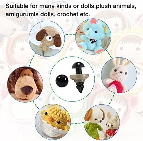 TOAOB 150pcs Yeux de Sécurité amigurumis 6mm Yeux de Poupée en Peluche en Plastique Rond Noir avec Rondelles pour Marionnette DIY Artisanat Bijoux – Image 6
