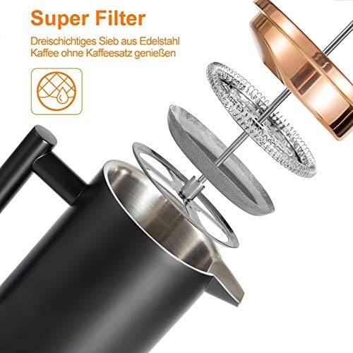 French Press Lot de 6 tamis de rechange pour cafetière à piston 350 ml/0,35 l/3 tasses en maille d'acier inoxydable – Image 3