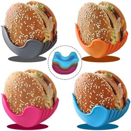 Générique 4pcs Supports à Hamburgers, Porte Hamburger Rétractables en Silicone Réutilisables Burger Buddy Boite Hamburger pour Amateurs de Hamburgers, Adulte, Enfant