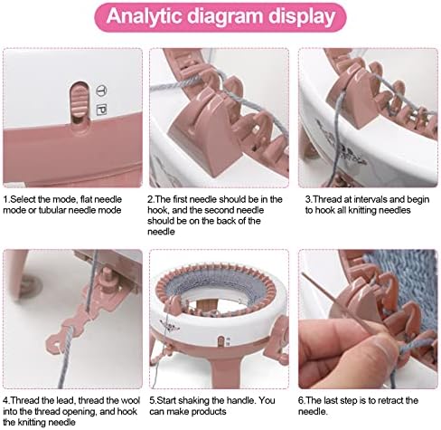 Uennm Machine à Tricoter, 48 Aiguilles à Tisser Intelligente Machines à Tricoter Rondes, Adultes et Enfants Planche à Tricoter Double métier à Tricoter Rotatif pour Chaussettes Chapeau écharpe (B) – Image 6