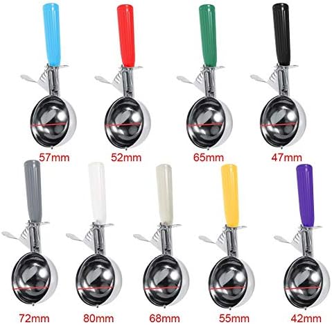 Cuillère à crème glacée - Cuillère cuillère à crème glacée à fruits en acier inoxydable pratique avec outil de cuisine en plastique (Couleur : Purple-4.2cm) – Image 6