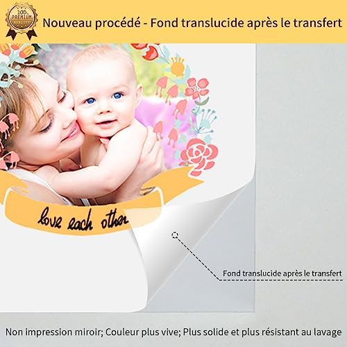 TransOurDream Papier Transfert pour Textile 3.0 - Imprimantes Jet d'Encre & Laser, Pochette 10 Feuilles A4 Papier Transfert pour T-Shirts ou Textiles Blancs et Clairs, Non Impression Miroir 2-3.0-10 – Image 2