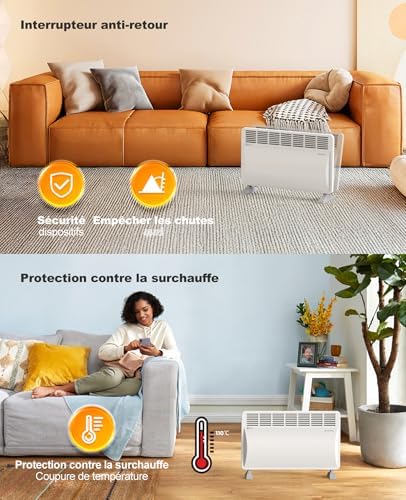 AIRMATE Chauffage d'appoint, Radiateur Electrique à Convection 1500W, 3 Modes, Chauffage Electrique économique Silencieux,Chauffage Electrique,Intérieur, Maison, Bureau – Image 5
