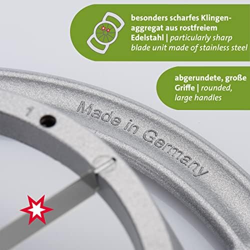 Westmark Coupe-Pomme et Poire avec Plateau de Coupe, Coupeur en aluminium/acier inoxydable/plastique, Divisorex-Spezial, Argenté/rouge, 51112260 – Image 4