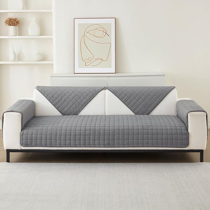 Housses de canapé en flanelle lavables - Nouvelles housses de coussin de canapé, Housse de canapé antidérapante 1 2 3 4 places pour canapé sectionnel, Housse de canapé en forme de L (Gris,70x150cm) – Image 4