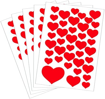 TopStick 1339 Autocollantes avec des motifs de coeur (200 stickers, papier, mat) auto-adhésives, étiquettes décoratives pour mariage, cadeau, anniversaire, Saint Valentin, amour, scrapbooking, rouge – Image 2