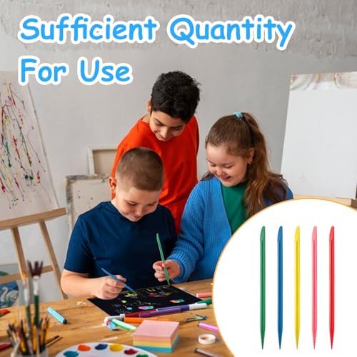 Giantree Lot de 50 stylos colorés en bois pour art à gratter - 5 couleurs - Outils de stylet robustes de 11,9 cm - Pour le bricolage, le dessin créatif, Noël, les activités artistiques – Image 7