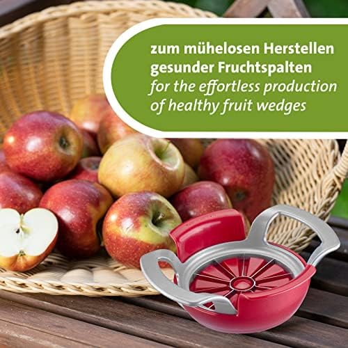 Westmark Coupe-Pomme et Poire avec Plateau de Coupe, Coupeur en aluminium/acier inoxydable/plastique, Divisorex-Spezial, Argenté/rouge, 51112260 – Image 6