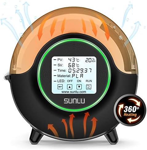 SUNLU Official Filament Dryer S2 with Fan, Chauffage à 360° tout Autour, Séchage Filament 3D, Température Maximale 70℃ Séchage Filament Efficace, PLA PETG ABS PA PC 3D Filament Dryer SUNLU S2, (Noir)