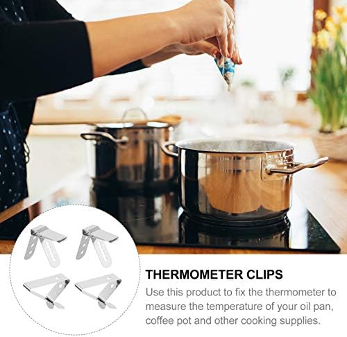 4 Pièces Clip De Fixation Du Thermomètre Clip De Grille En Métal Clip Porte-Gobelet Porte- De Température Pince De Température Fixation Grill Porte-Thermomètre Travail – Image 3