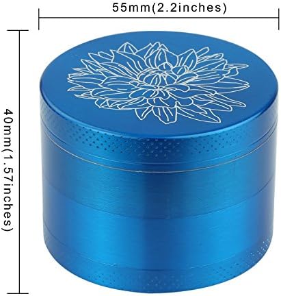 Nouveau design Moulin à épices DCOU 5.5 cm 4 pièces en alliage de zinc Moulin à, poivre et avec récipient à épices avec motifs floraux (Bleu) – Image 2